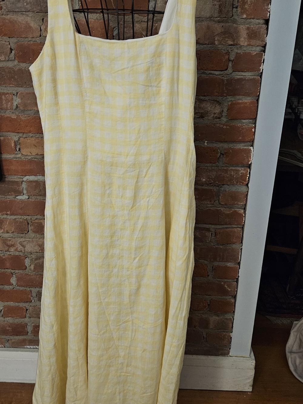Laura Ashley Light Yellow Gingham Maxi Dress